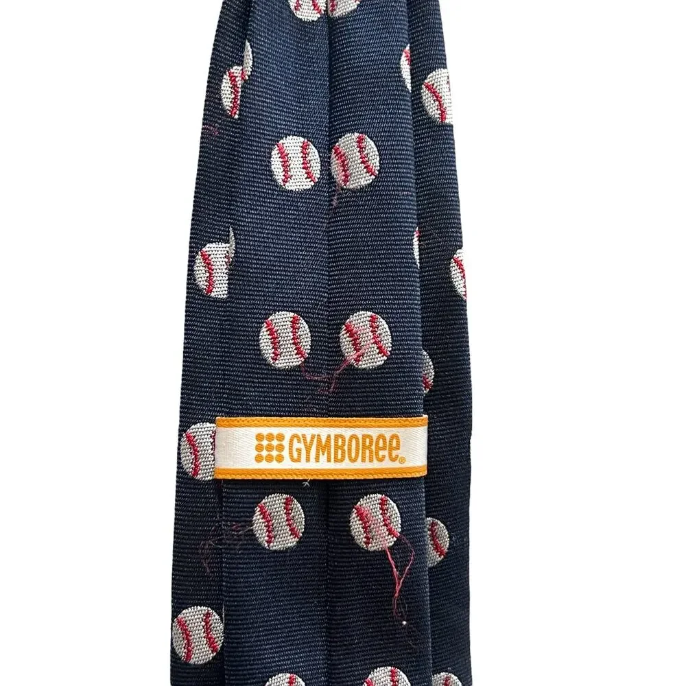 GYMBOREE Tie Size 2t-5t Little Boy Navy Blue Baseball - Picture 2 of 4